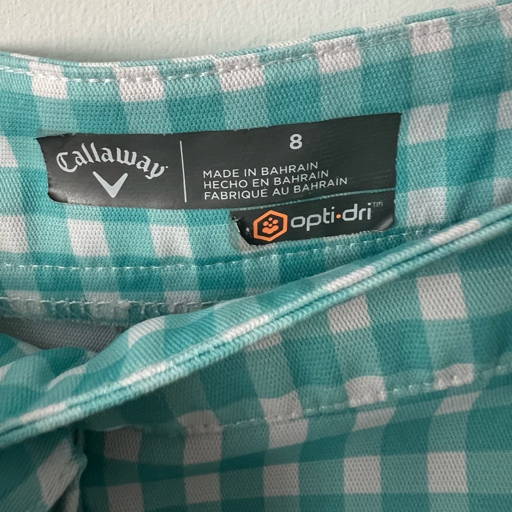 Callaway Women’s Opti-dry Aqua/White Gingham Shorts | Size 8 - Picture 4 of 6